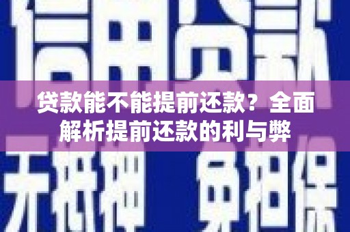 衡东贷款能不能提前还款？全面解析提前还款的利与弊