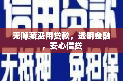 叙永无隐藏费用贷款，透明金融，安心借贷