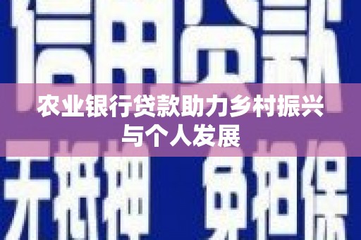 攀枝花农业银行贷款助力乡村振兴与个人发展