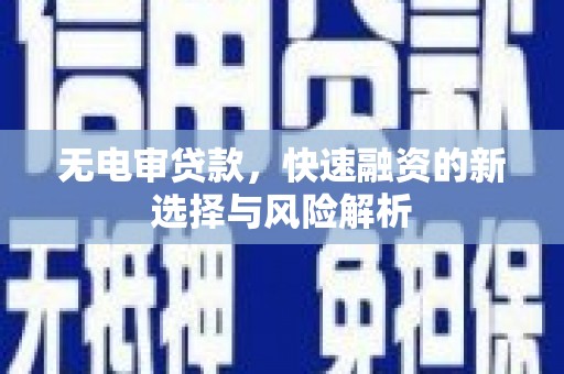 濉溪无电审贷款，快速融资的新选择与风险解析