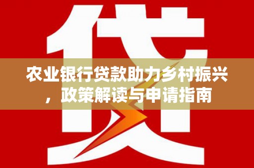 武冈农业银行贷款助力乡村振兴，政策解读与申请指南